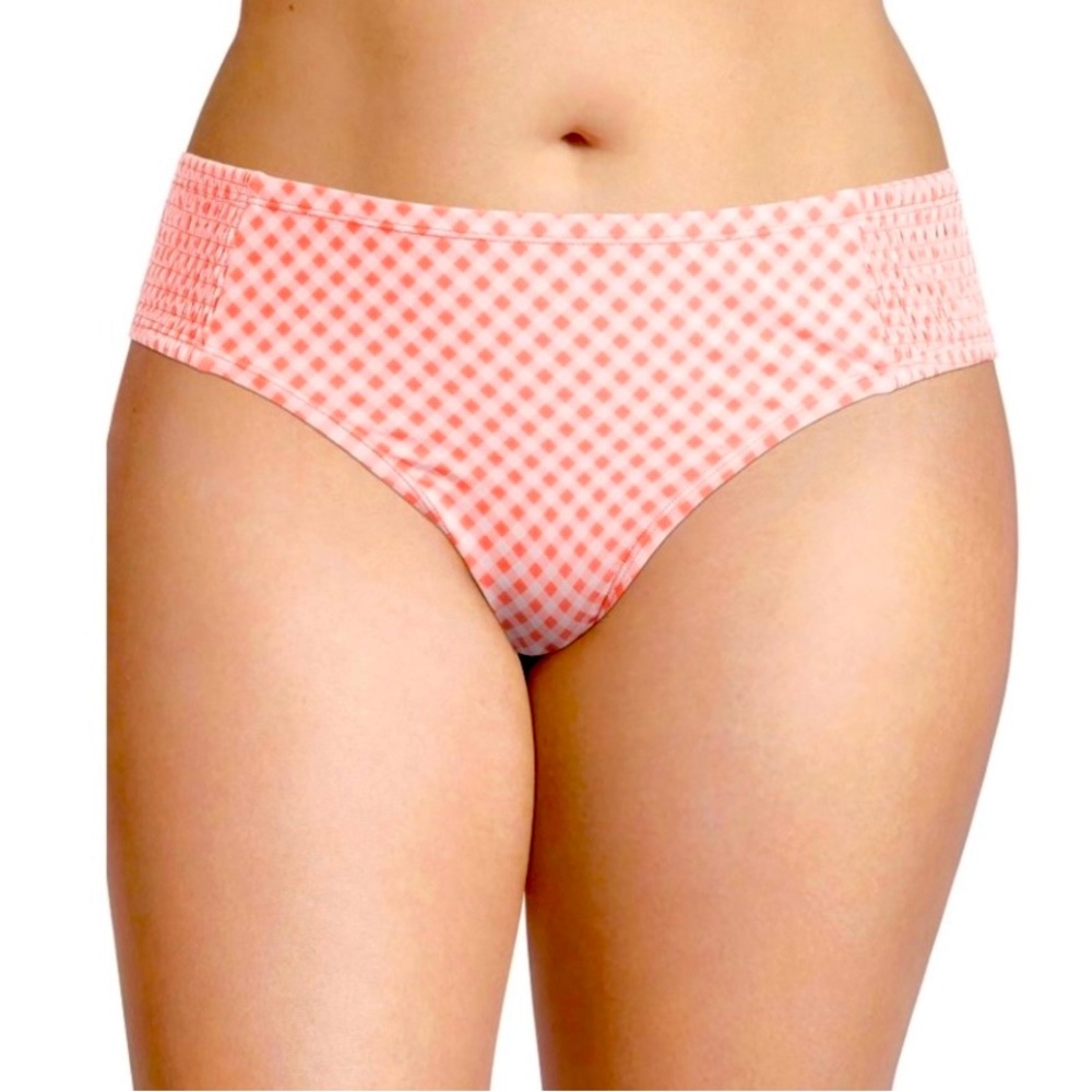 Time and Tru Women's Plus Size 1X (16W-18W) Mid-Rise Smocked Bikini Swim Bottoms